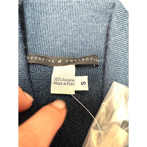 Peruvian Connection Womens Alpaca Knit Cardigan Small Indigo Blue Button-Down - Picture 3 of 8